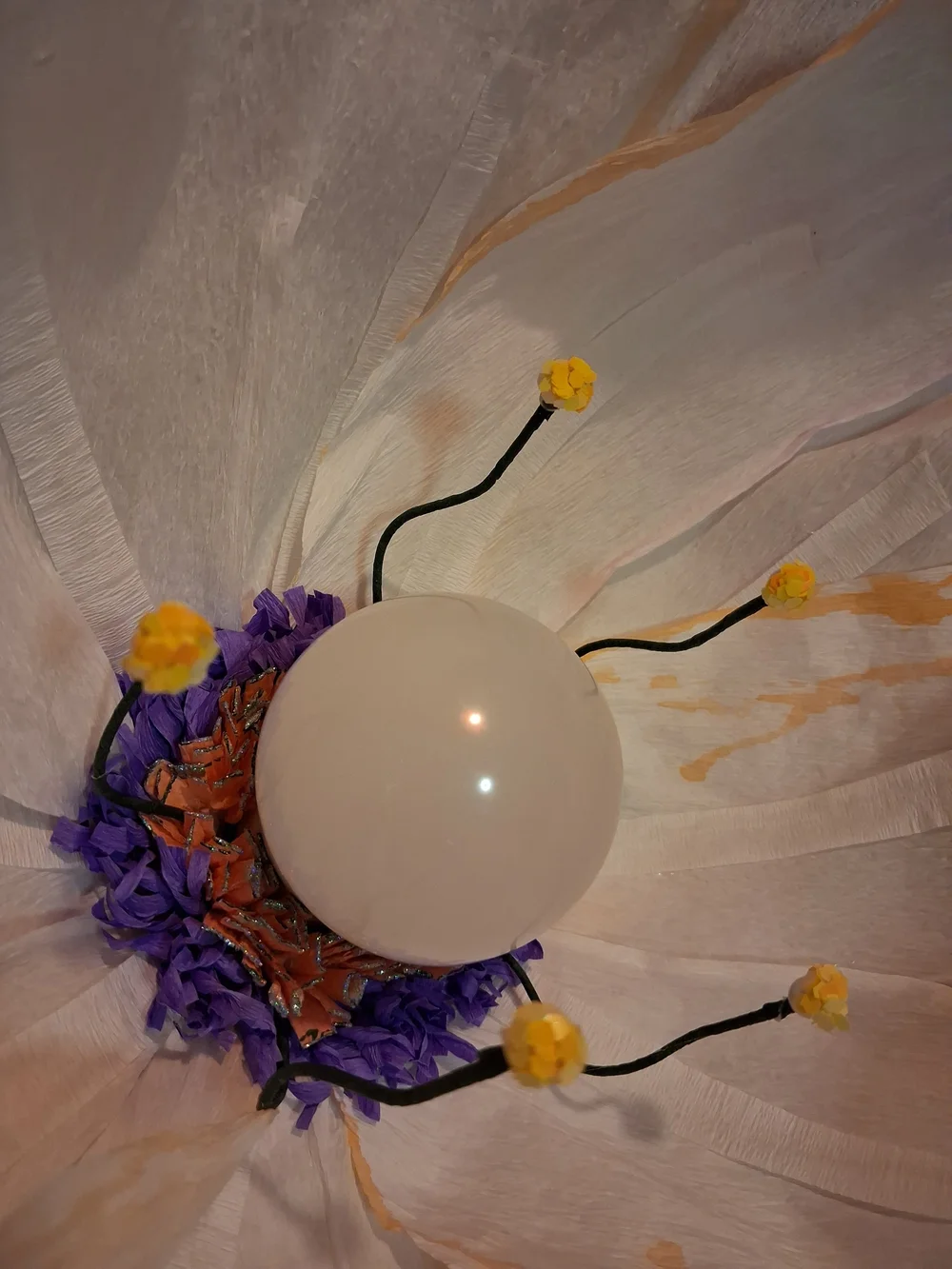 Handmade White Watercolor Floral Accent Hanging Light - Decorative Home Accent